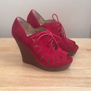 Red Suede Wedges